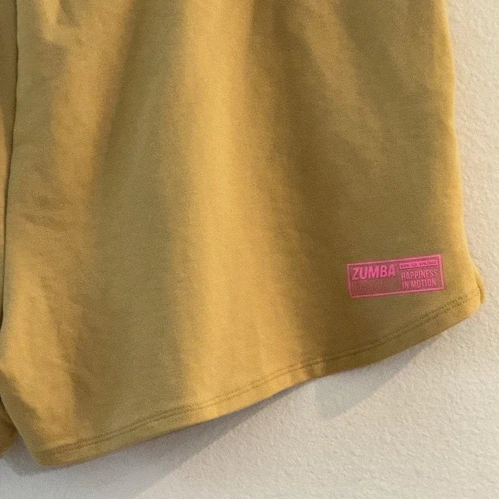 NWT Zumba Golden Ticket Sweat Shorts Pink Logo Drawstring Pockets 2XL
